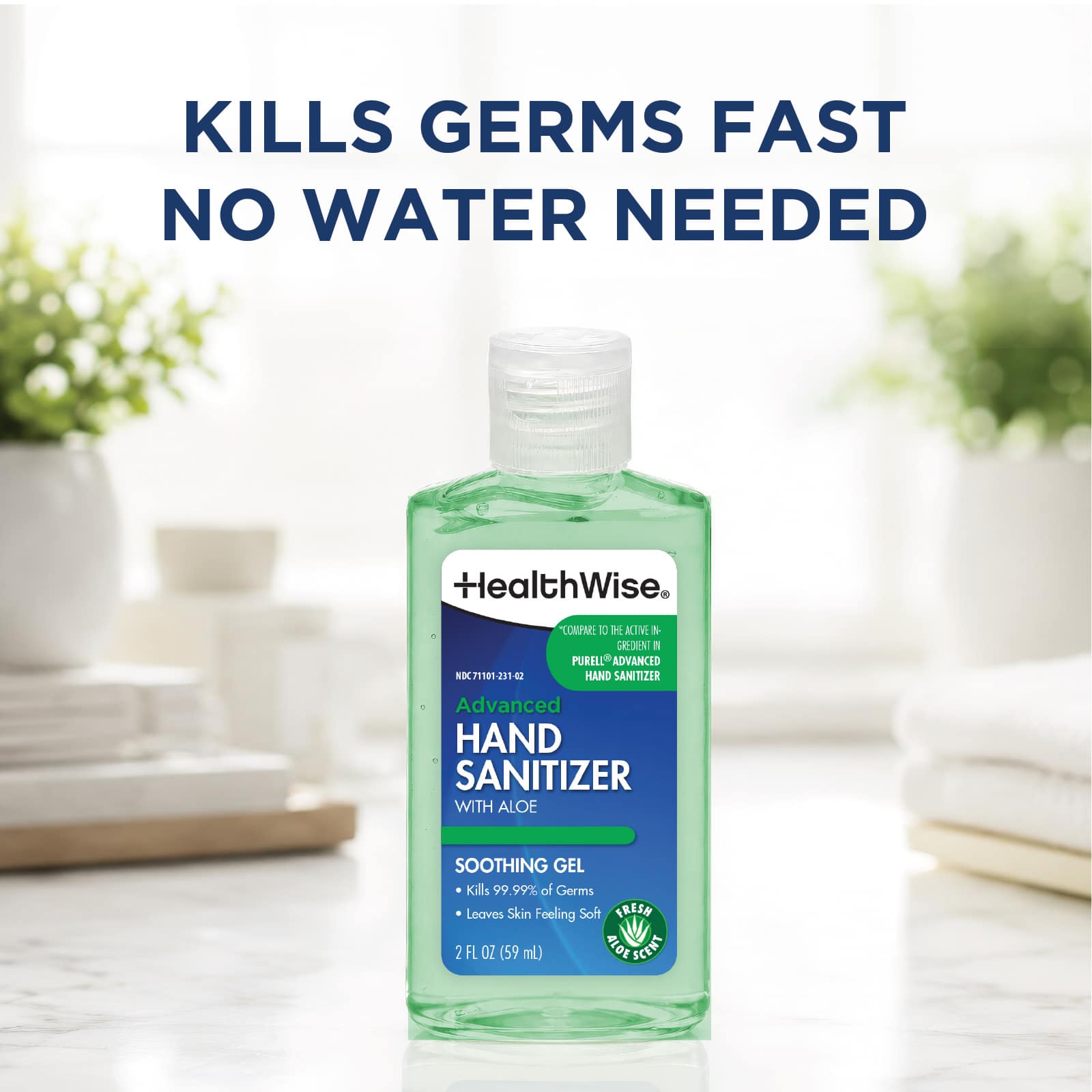 HealthWise Hand Sanitizer With Aloe & Vitamin E, 2 oz - Image 5