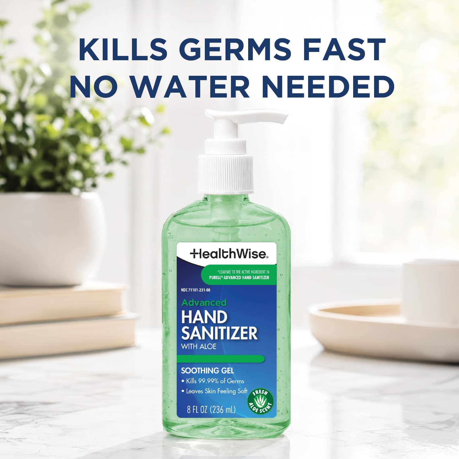 HealthWise Hand Sanitizer With Aloe & Vitamin E, 8 oz - Image 5