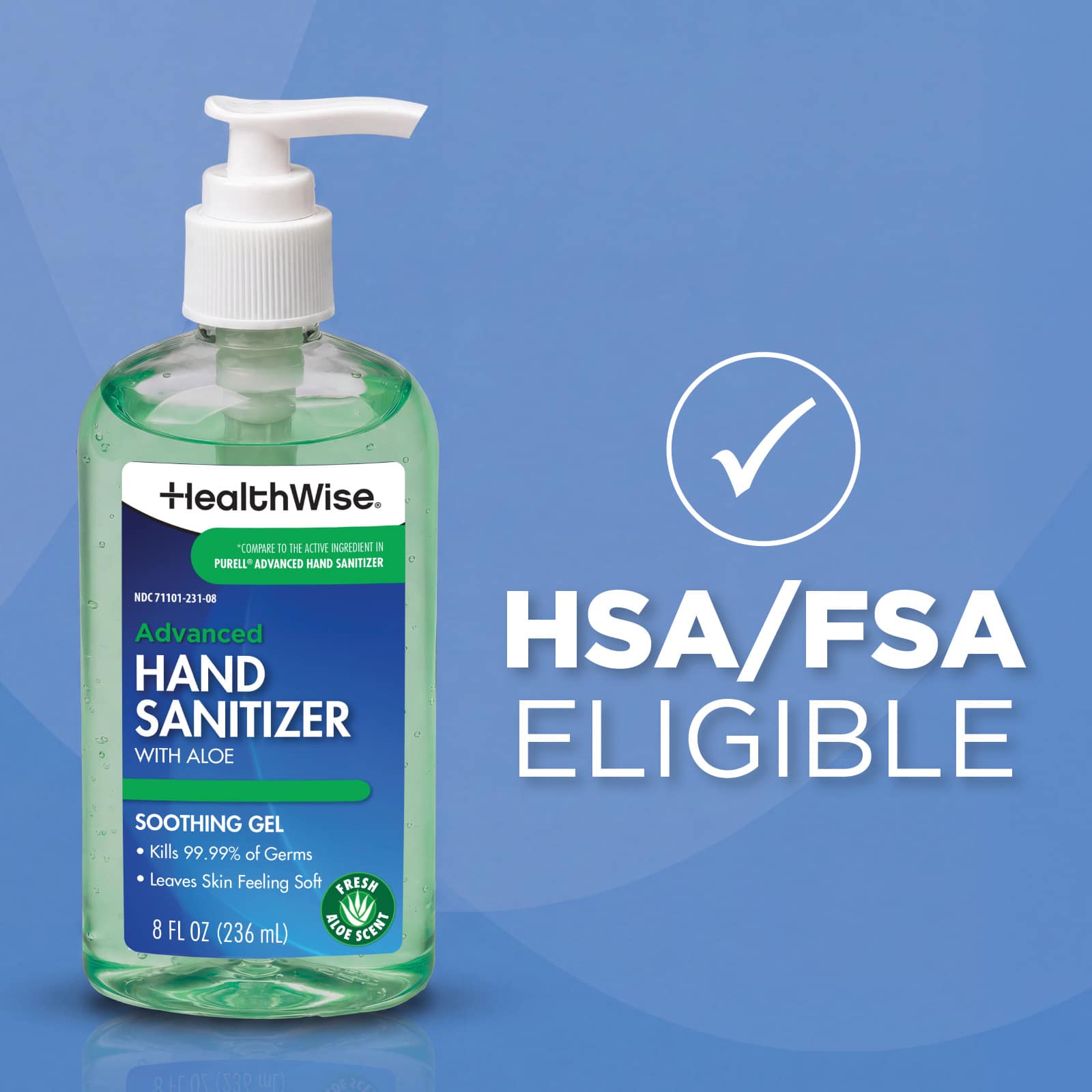 HealthWise Hand Sanitizer With Aloe & Vitamin E, 8 oz - Image 9