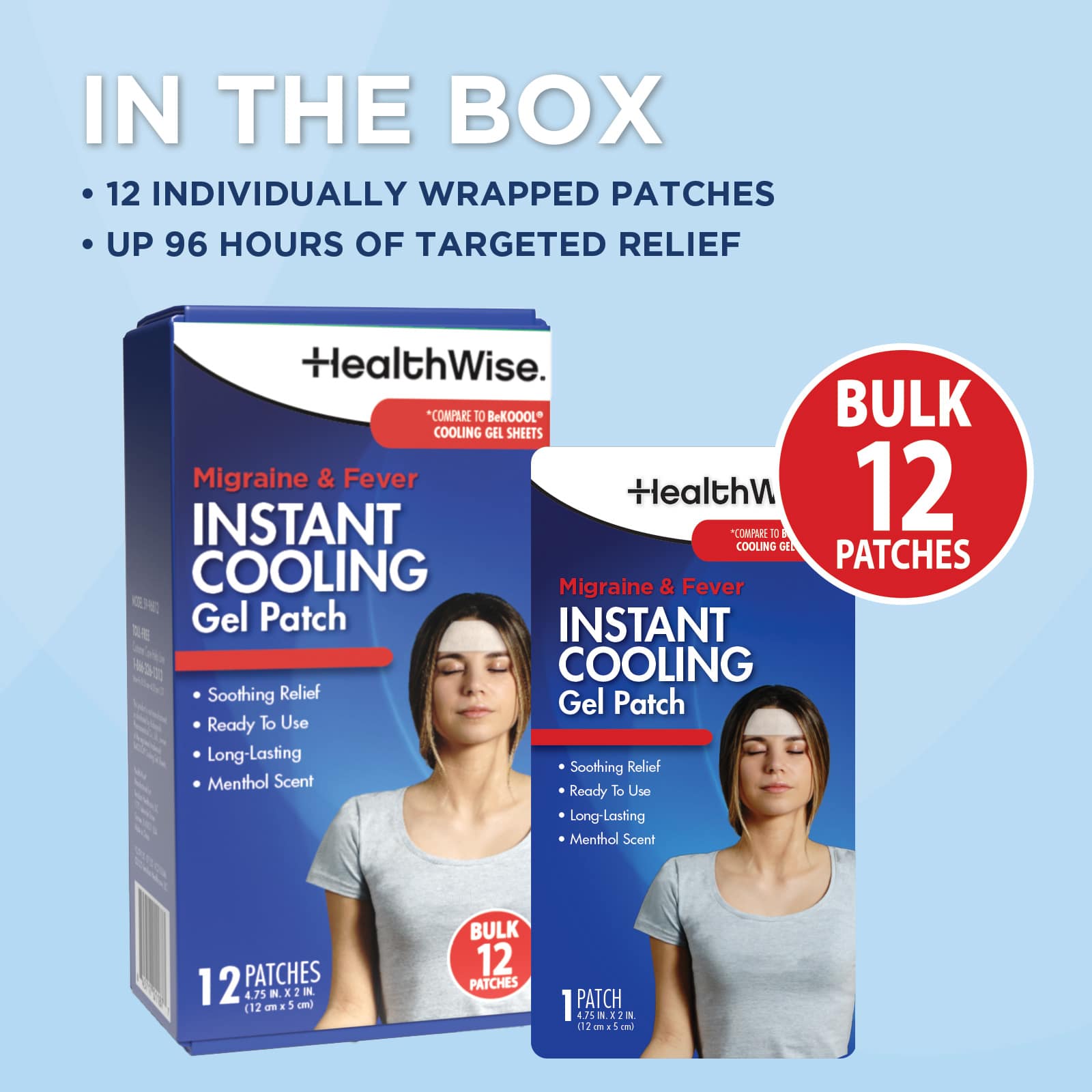HealthWise Instant Cool Gel Patches Migraine & Fever Relief - Image 10