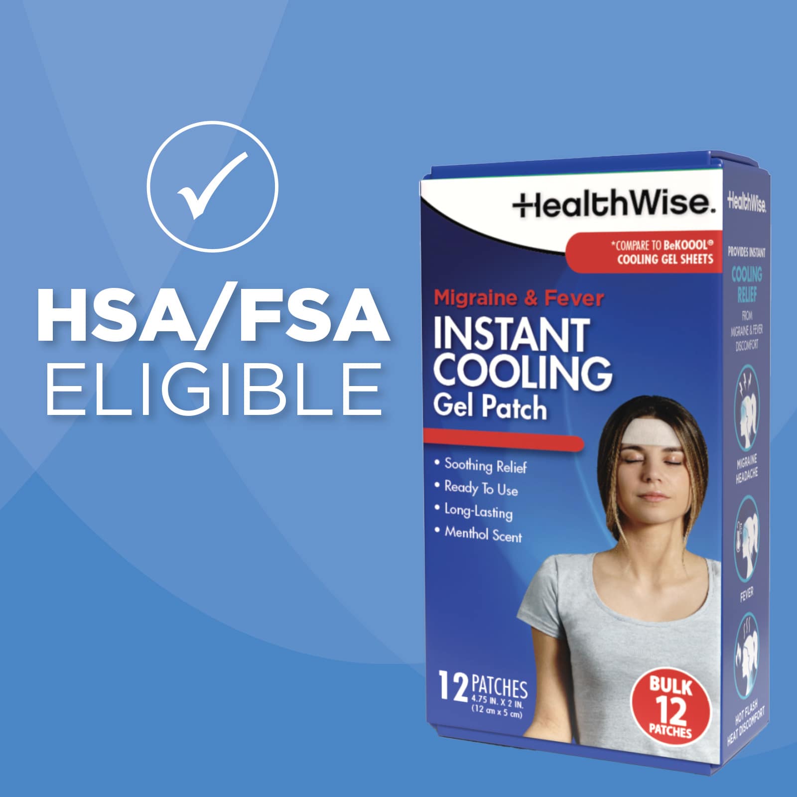 HealthWise Instant Cool Gel Patches Migraine & Fever Relief - Image 11
