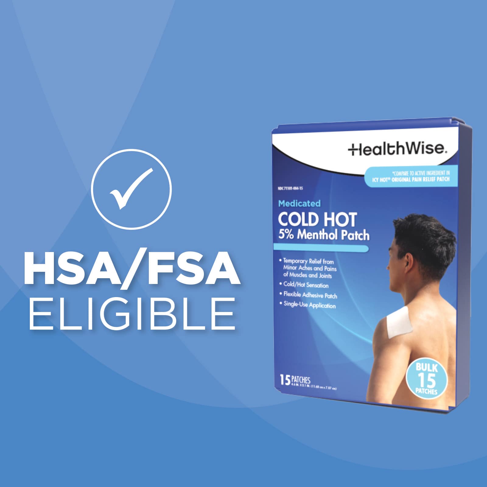 HealthWise Medicated Cold Hot 5% Menthol Patch 15-Count - Image 11