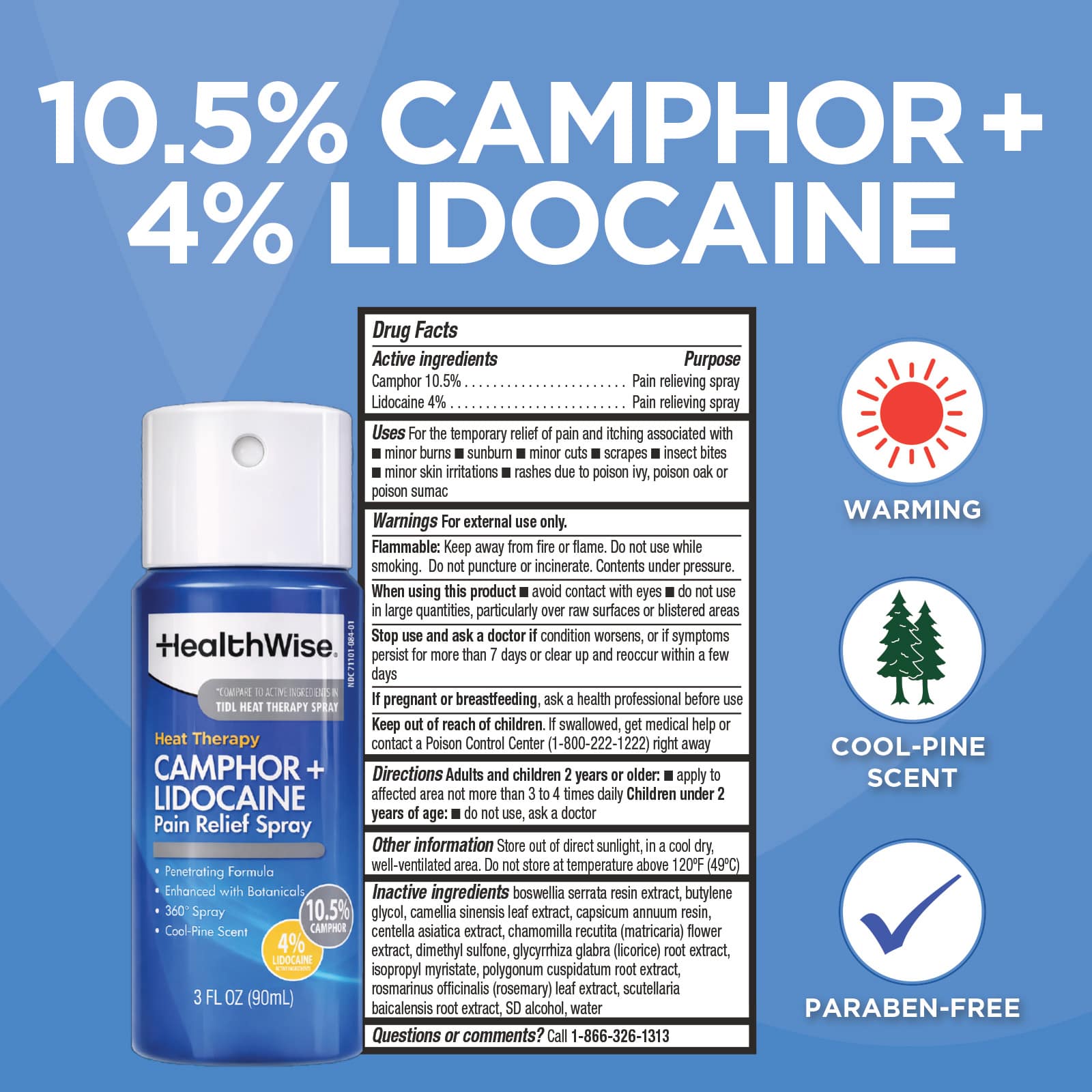 HealthWise Camphor+Lidocaine Pain Relief Spray - Image 2